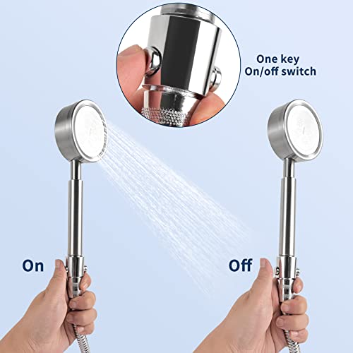 Shower Head Shut Off Valve, Button Type Shower Flow Control Valve With G1/2 Universal Size For Shower Arm And Hose Or Bidet Sprayer, 2 Pack,Silver #TOP3