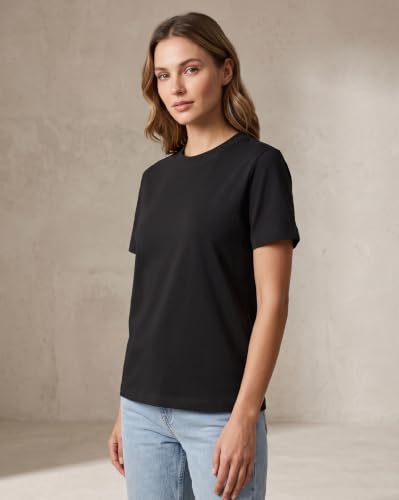 Image of NOBERO 100% Cotton T-Shirts for Women Stylish | Regular Fit | Solid T Shirts for Women 180 GSM Combed Cotton | Crew Neck Half Sleeve