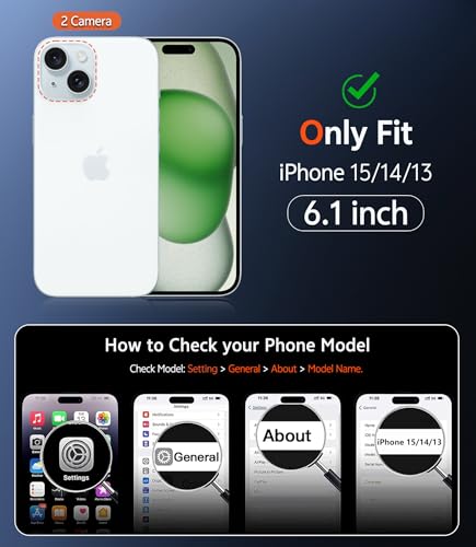 Image of FNTCASE for iPhone 15 Case Clear: iPhone 14 /13 Case Magnetic Phone Cases with Screen Protector Compatible with Magsafe Slim Anti Yellowing Rugged Protective Transparent Cell Cover (B-Alpine Green)