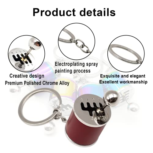 Image of stymart Shifter Gear Keychain, 6 Speed Gear Box Shifter Keychain Key chain Ring, Mini Car Gear Shift Stick Knob Keyring, Car Key Fob Keychain Accessories(Red)