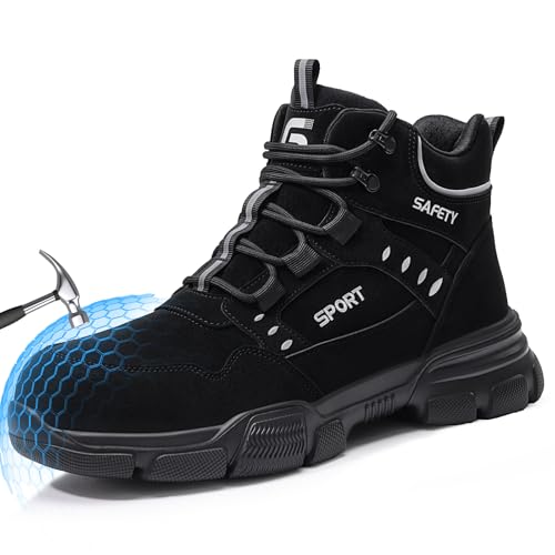 GUSAYEX Steel Toe Boots for Men Black Safety Work Boots with...