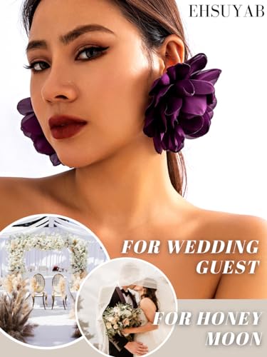 Statement Stud Earrings, Oversized 3D Flower, Lightweight Dress Up4