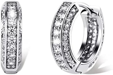 TOPGRILLZ Iced Out Hoop Earrings Cubic Zirconia Huggie Cartilage Cuff Diamond Hypoallergenic 14K Gold Plated Luxury Fashion Round Circle Earrings Jewelry Gift for Men Women, Copper, Cubic Zirconia