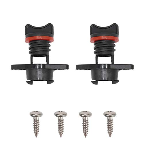 HAO BOPOREAE Kayak Drain Plug Kit Kayak Dinghy Canoe Boat Hull Thread Drain Plugs ，Black (Set of 2 and 4 Screws)