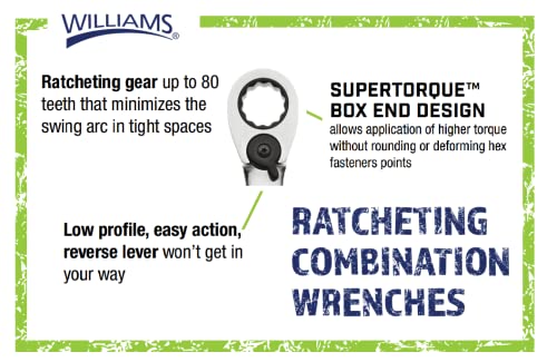 Williams Mws-12Rc 12-Piece Metric Reversible Ratcheting Combination Wrench Set #TOP3
