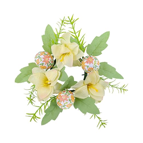 Anello Floreale Anello -Easter Table Leasing, Garland Di Di Primavera | Corona Di Anello Di Candela Di Pasqua – Corona Di Fiori Artificiali, Anello Di Candela Di Vacanza, Corona Di Primav