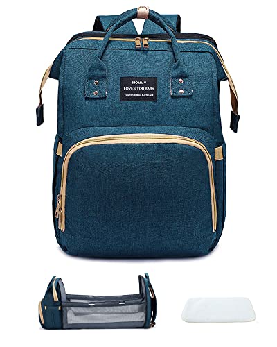Image of REPIG Diaper Bag Backpack with Changing Station, Large Baby Diaper Bag, Multifunctional Travel Diaper Waterproof Backpack for Baby Boy & Girls, with Portable Diaper Pad, Blue