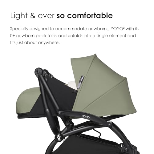 Image of BABYZEN YOYO Foldable Stroller - Includes Newborn Pack (Olive), Black Frame & 6+ Color Pack (Olive) - Suitable for Newborn Up to 22 kg, Lightweight, Mattress, Canopy, Head Support & Foot Cover