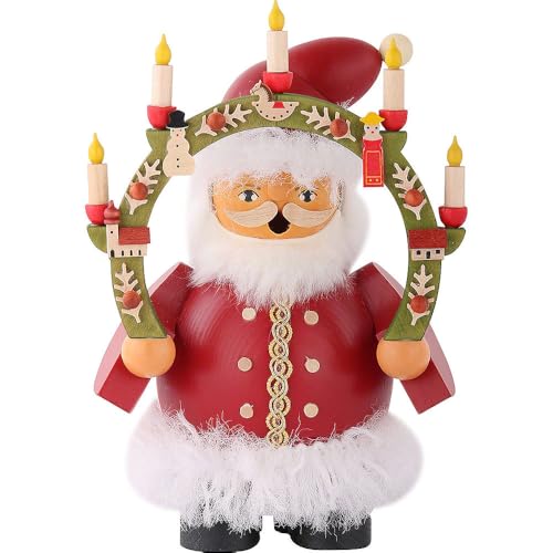 Müller German incense smoker Santa Claus under candlearch, height 16 cm / 6 inch, original Erzgebirge by Mueller Seiffen 