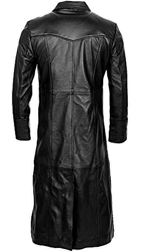 Jacket Collection Duster, Original Leather, Trench, Black Long Coat, Overcoat, Sheepskin For Men (5Xl, Black-8859) #TOP3