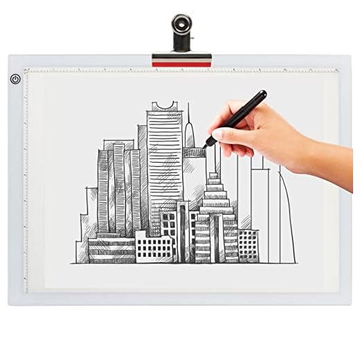 LED Light Box for Tracing - New 2021 Model - Ultra Thin Light Pad with Adjustable Brightness. Comes with USB Cable, Adapter, Tracing Paper, and Clip. Portable Light Board for Sketching