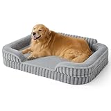 LE SURE Cute XL Dog Beds, Orthopedic Waterproof Dog Bed for Extra Large Dogs, High Back Non-Slip Bottom and Egg-Crate Foam Big Pet Couch Sofa with Washable Removable Cover, Grey