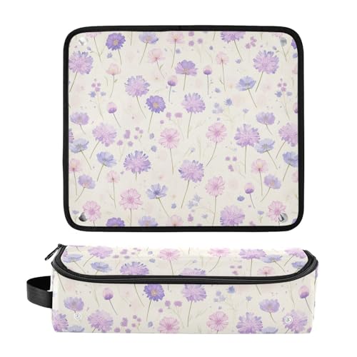 Bolsa de Viaje para Herramientas de Cabello con Flores Rosas Moradas, con Almohadilla Resistente al Calor y Accesorios Desmontables para Plancha, Alisadores y Rizadoras miniatura 3