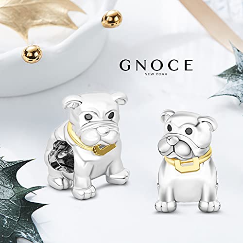 Image of GNOCE Pet Dog Bead Charm for Women,Silver Charms Necklace Bracelet for Her, Jewelry Gift