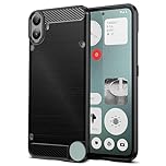 Qiinogow Case Compatible with Nothing CMF Phone 1, Slim Fit Phone Cover with Shock-Absorption, Carbon Fiber TPU Rubber Protective Case, Black