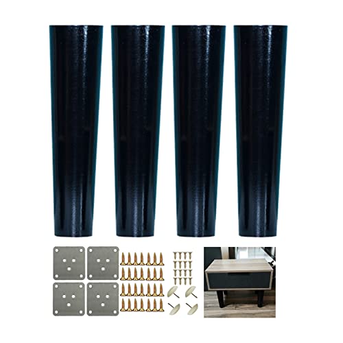 Patas de sofá cónicas de madera maciza negra con accesorios de montaje pack de 4 2