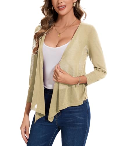 Image of MINTLIMIT Women's Tie Front Cardigan Casual 3 /4 Sleeve Bolero Shrug Knotted Lightweight Sheer Shrug Cardigan Sweater Top