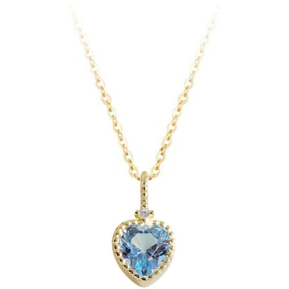Collana con Ciondolo Topazio Azzurro Cielo, collane con Acquamarina con Taglio a Cuore, Gioielli in Cristallo Naturale per Donne e Uomini, Regalo con Pietre preziose Geometriche