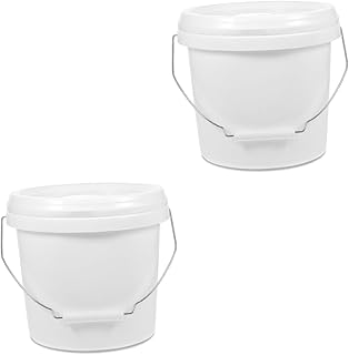 Uonlytech 2 Peças Balde De 5L Com Tampa Latas De Tinta Vazias Com Tampas Balde De Galão Pequeno Balde De Tinta Balde Redondo Balde De Pintura Balde De Arte Balde De Isca Balde De Tinta Abs