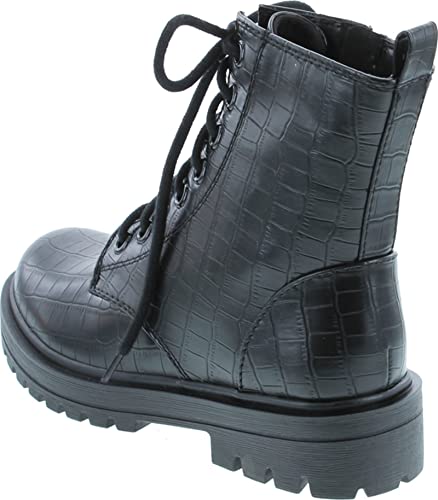 Image of Soda FIRM - Lug Sole Combat Ankle Bootie Lace up w /Side Zipper