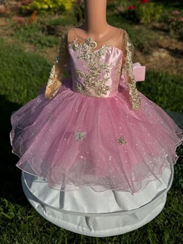 Long Sleeve Girls Kids Pageant Party Dresses with 3D Floral Applique Prom Ball Gowns Luxury Long Flower Girl Dress2