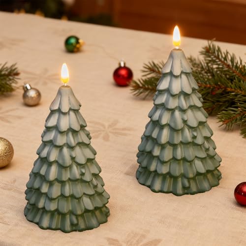TZQFROCE Weihnachtsbaumkerzen 2 Stück Weihnachts Kerzen Flammenlose...