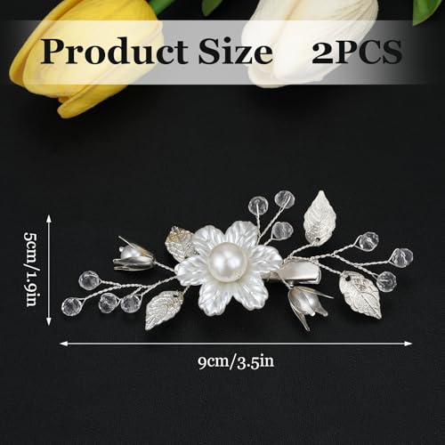 2 Piezas Pinzas para Cabello con Perlas y Flores miniatura 7