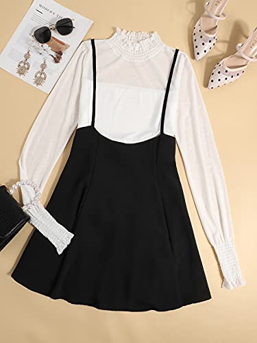 Yoins Women's Suspender Skirts Basic High Waist Versatile Flared Skater Skirt A-Black M #TOP5