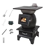 Indoor Wood-Burning Heating Stove, Small Cast Iron Stove for Cabin Heating, Portable Wood Furnace with Cooking Function 3-pack 22.4 * 14.5 * 14.5in/57 * 37 * 37cm