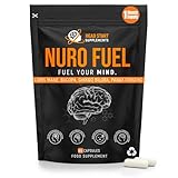 NuroFuel® Nootropic Brain Supplement for Focus, Energy, Memory & Mental Performance | with Ginkgo Biloba, Bacopa, Lions Mane, Rhodiola & Vitamin B12 for Cognitive Support