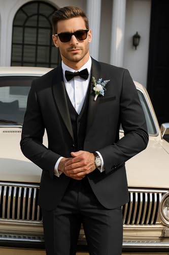 COOFANDY Mens Tuxedo Suit Set Slim Fit 2 Piece Dress Suit Shawl Lapel Tuxedo Jacket Pants for Wedding Dinner Prom Party4