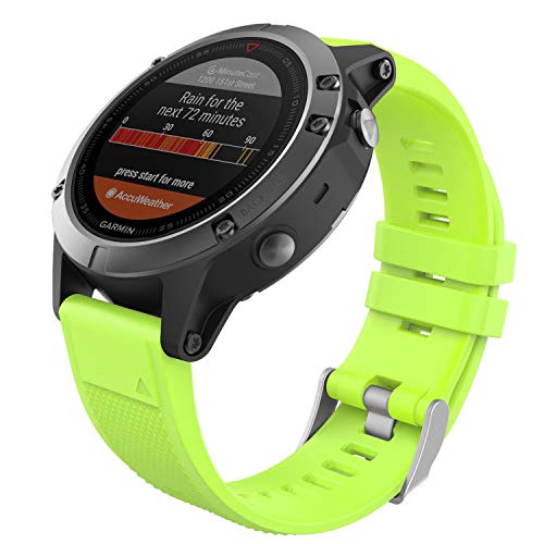 MoKo Correa Compatible con Garmin Fenix 7/6/6 Pro/5/5 Plus/Epix Gen 2/Forerunner 955/945/935/Instinct/Instinct 2, Quick Fit 22mm Banda Pulsera de Silicona de Repuesto, Verde
