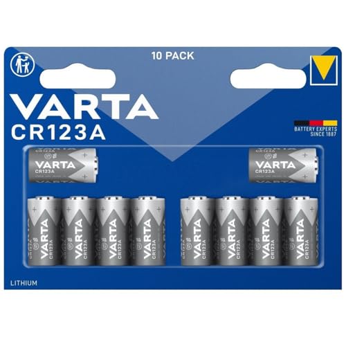 Pile photo CR123A lithium 1430 mAh 3V Varta cylindrique pour flash et alarme