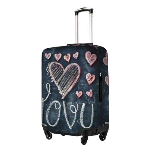 I Love You Words with Hearts Print Unique Travel Luggage Cover Washable Anti Scratch Suitcase Protector for Vacation2