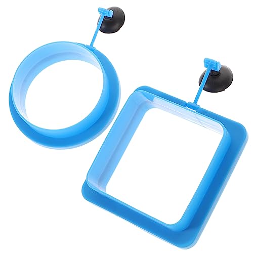 GANAZONO 2pcs Fish Feed Feeder Food Feeder Circle Pet Feeder Fish Food Ring Betta Pellets Fish Food Fish Tanks Fish Feeder Tube Fish Tank Decorations Net Fish Decoration Tweezer PVC Blue