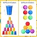 Qinyoung 76 Pcs Cups and Balls Game Set for Party, Plastic Flip Cup Stacking Game Colorful Reusable Table Tennis Ball Indoor Outdoor Toss Activity for Birthday Wedding Drinking Party(Rainbow Color)
