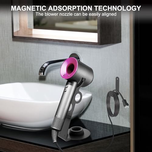 HJJWNDDNG Hair Dryer Holder Stand Carbon Steel Black Stand Stores Blow Dryer Holder Wall Mounted Hairdryer Mount for Hair Dryers for Bathroom(black)