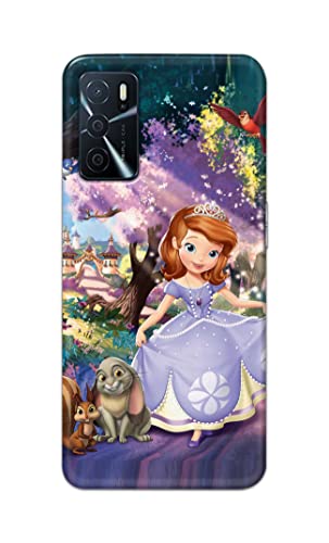 Image of PRINTFIDAA Cartoon Little Girl with Crown and Pet Animals Printed Designer Hard Case for Oppo A16 / A16s Back Cover -(e) RPM1008