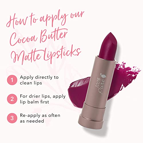 100% Pure Cocoa Butter Matte Lipstick Full Stay All Day Coverage, Lasting Moisturizing & Softening Natural Lip Color For All Skin Tones, Vegan Fruit Pigmented Hyacinthus (Deep Berry Purple) - 0.15 Oz #TOP5