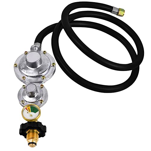 Détendeur Propane 2 étages - Commute Automatiquement - Pour Camping-car, Caravane, Camping - Flexible Inclus
