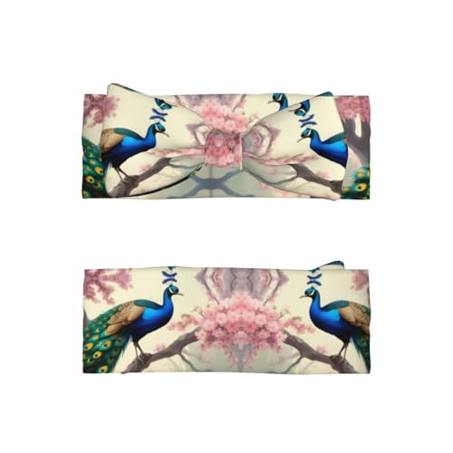 Oriental Peacock on Flower Tree Picture Baby Bow Headband Super Stretchy Soft Bows Hair Accessories for Newborn Infants Toddlers Kids Girls2