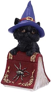 Nemesis Now Hocus Small Witches Familiar Black Cat and Spellbook Figurine, Red, 12.7cm U5231S0