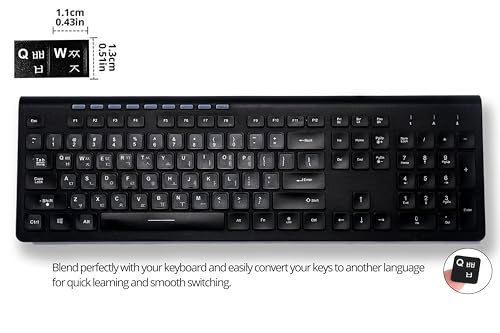 Softamm KEYBOARD-SKINS Korean Keyboard Stickers[5 In 1],Korean-English Keyboard Letter Replacement Sticker White Letter/Black Background thumb #7