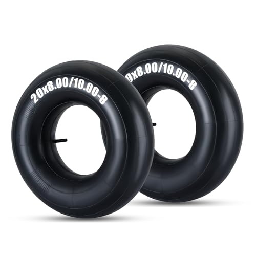FLKQC 2 Pack 20X8.00/10.00-8 Inner Tubes with TR-13 Valve Stem, Replacement Lawn Mower Tire Tubes for Tractors, Wheelbarrows, ATVs, Go Karts & More (Fits 8'' to 10" Wide)