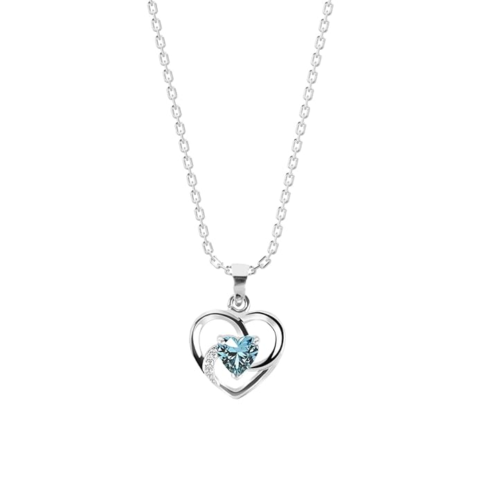 CLARA 925 Sterling Silver Heart Pendant Necklace | with or Without Chain | Valentine Gift for Women and Girls