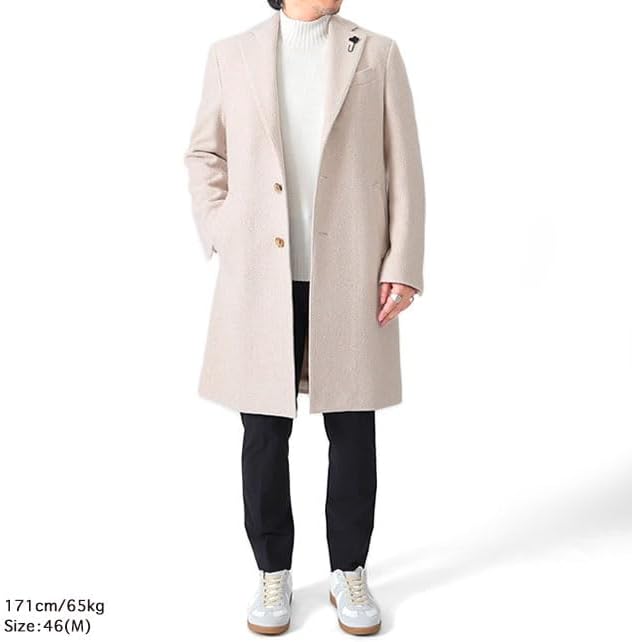 [LARDINI] ラルディーニ シルクカシミアウール シングル チェスターコート 3216-723636Q622 メンズ