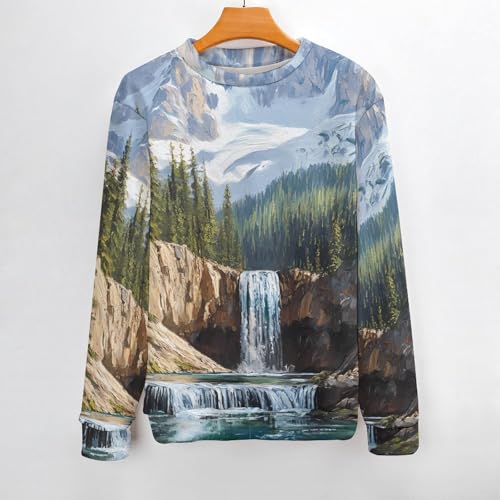 Snow Mountain Melt River Men's Crew Neck Sweater Knit Pullover Women Casual Long Sleeve Crewneck Loose Fit Top2