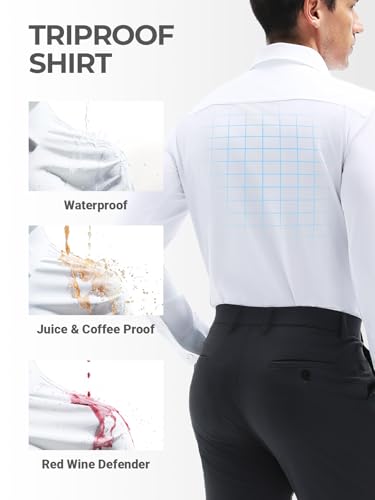 Men's Dress Shirts, TriProof Stretch Iron-Free Shirts Long Sleeve Button Down Wrinkle Free Casual Business Shirt4