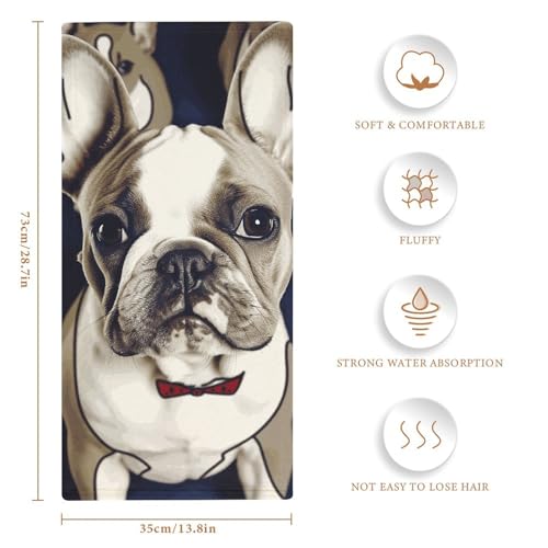 Serviette de bain bouledogue français douce et absorbante pour sport et yoga
