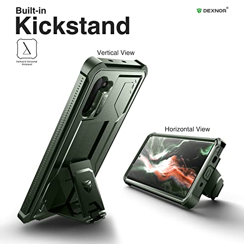 Dexnor for Samsung Galaxy Note 10 Case, [Built in Screen Protector and Kickstand] Heavy Military Grade Protection Shockproof Protective Cover for Samsung Galaxy Note 10,Army Green - Thumbnail 4